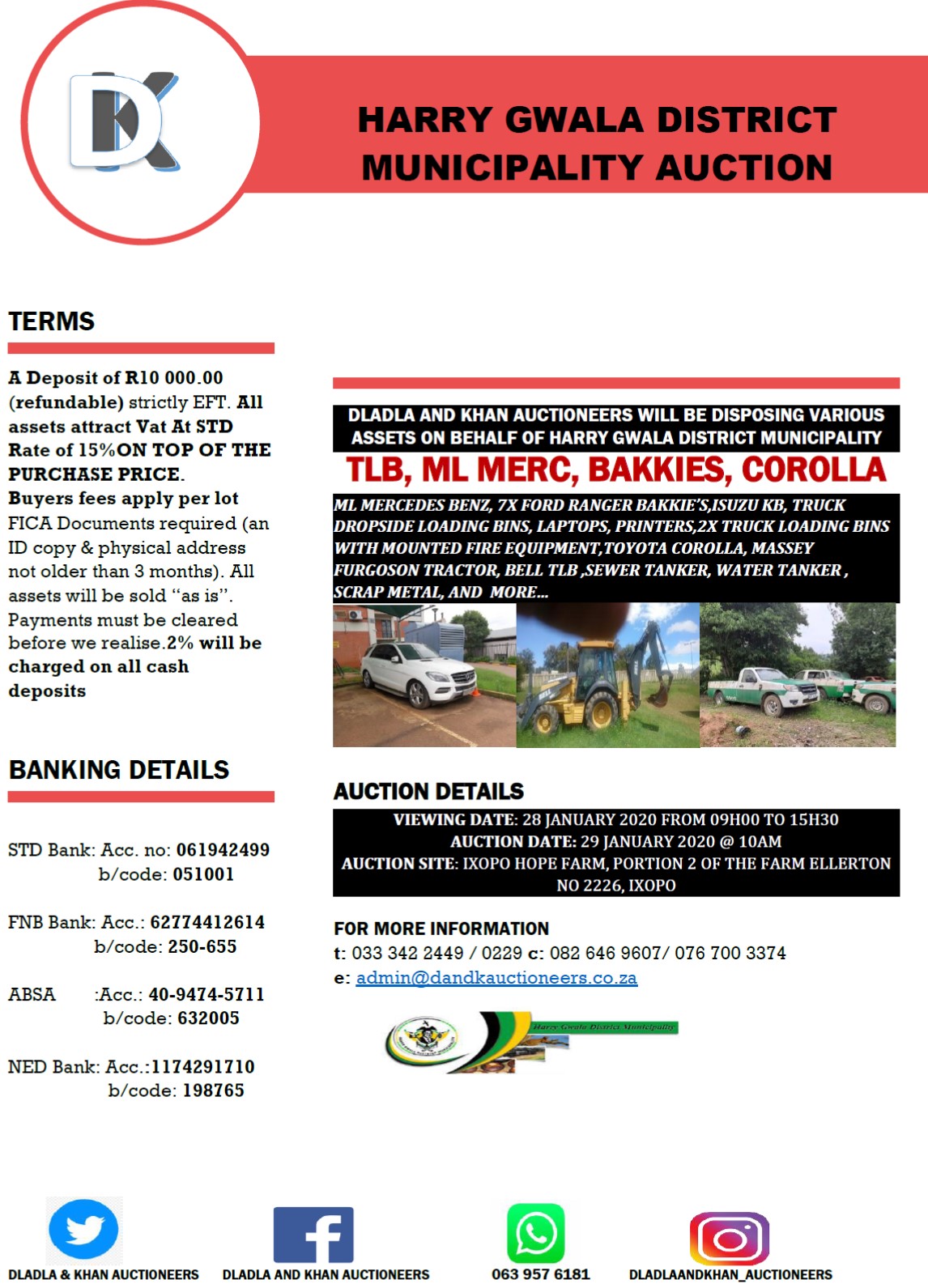 Harry Gwala District Municipality - Auction